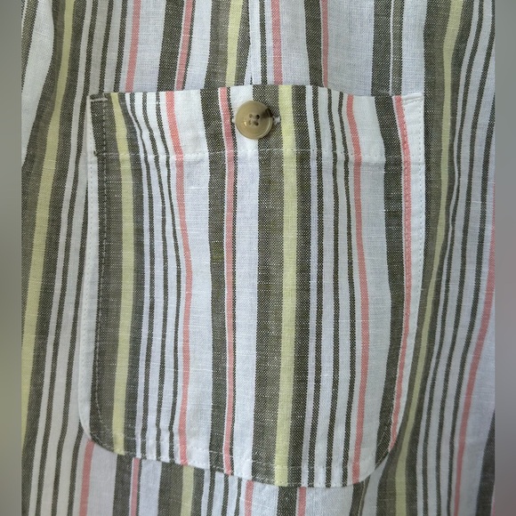 Liz Claiborne Linen Capris Pants Cotton Burnt Olive Stripe XL NWT - Picture 7 of 10